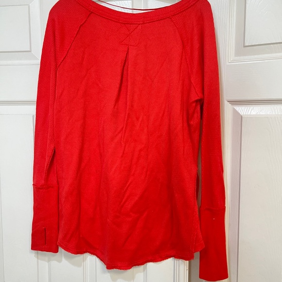 FREE PEOPLE‎ WE THE FREE Snowy Thermal Top Heatwave Small Orange long sweater - Picture 10 of 10
